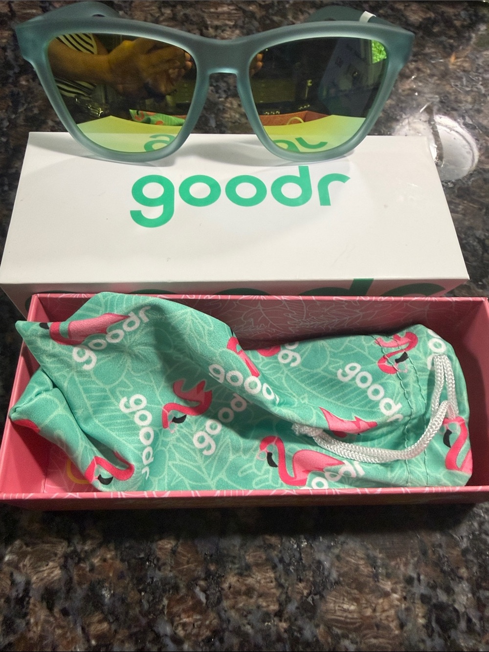Goodr Unisex Polarized Sunglasses - Seafoam Green Frame with Gold Mirrors